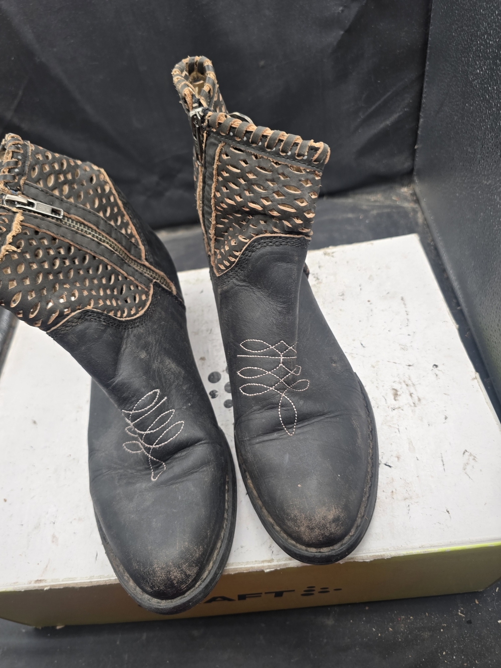 Circle G Black and Brown Leather Ankle Booties